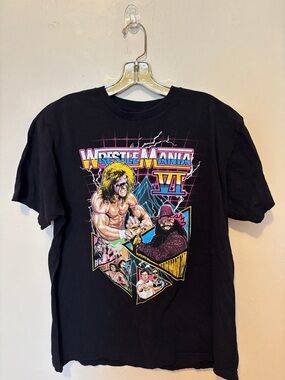 LG Black WrestleMania VI Retro Graphic Tee